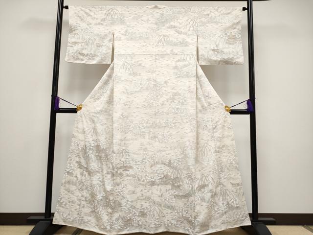 平和屋着物■極上　中国三大刺繍　スワトウ刺繍　総刺繍　訪問着　人物風景文　薄卵色地　逸品　CYAA2703s5