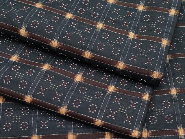平和屋本店□極上 本場琉球 読谷山花織 紬地 黒地 逸品 未使用 DZAA4299kh5