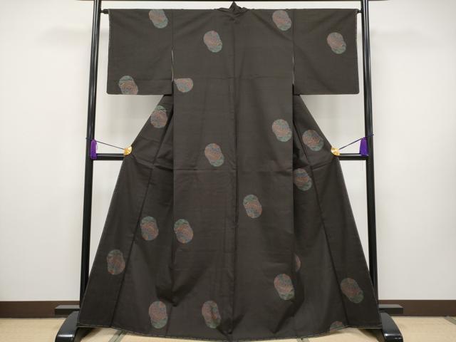 平和屋着物■極上　本場大島紬　9マルキ　地空き　鞠花文　逸品　未使用　CYAA2742s5