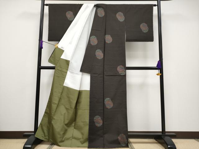 平和屋着物■極上　本場大島紬　9マルキ　地空き　鞠花文　逸品　未使用　CYAA2742s5