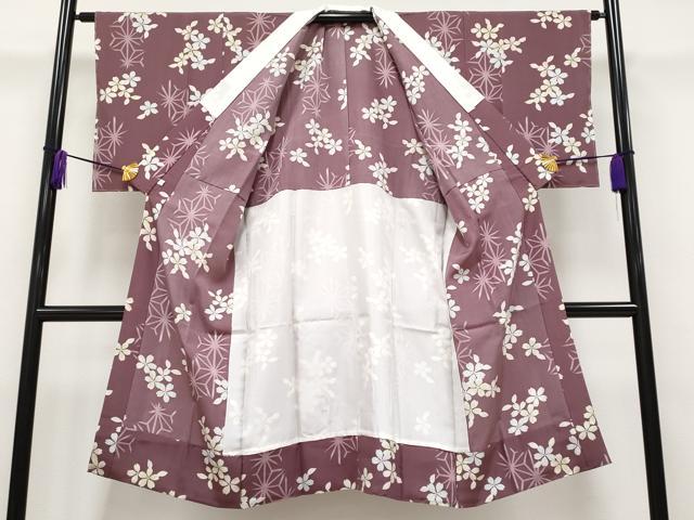 平和屋着物■上質な長襦袢　無双仕立て　麻の葉花文　紫鳶色地　逸品　未使用　CYAA2754s5 平和屋着物□上質な長襦袢 無双仕立て 麻の葉花文 紫鳶色地 逸品