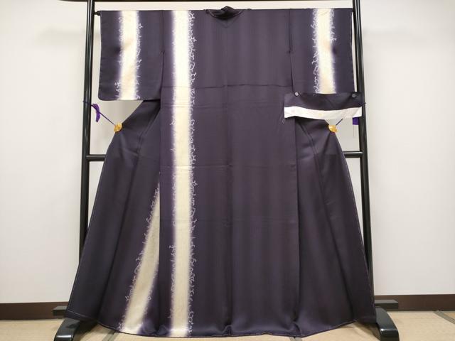 平和屋本店■極上　訪問着　唐草文　暈し染め　銀彩　黒紅色地　反端付き　逸品　未使用　CYAA2790s5