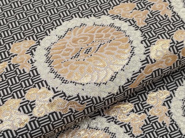 平和屋本店□極上 龍村晋謹製 全通柄袋帯 雲鶴文風