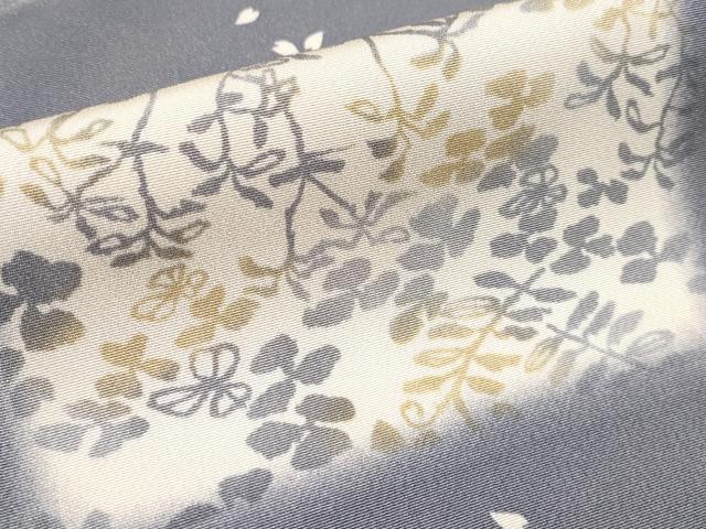 平和屋着物□極上 小紋 市松草花文 薄鼠色地 逸品 CYAA2834s5