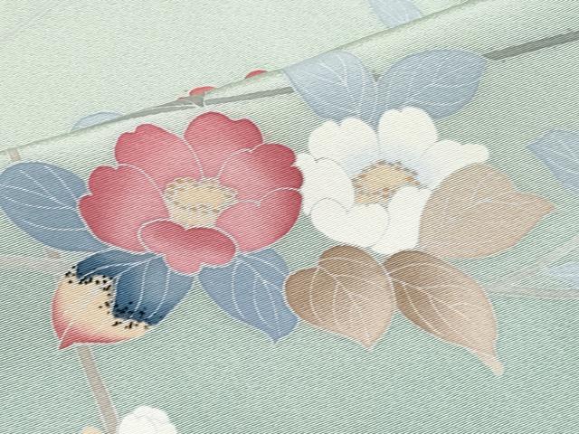 平和屋着物■極上　訪問着　友禅　作家物　枝椿　暈し染め　柳鼠色地　逸品　未使用　CYAA2837s5 平和屋着物□極上 訪問着 友禅 作家物 枝椿 暈し染め 柳