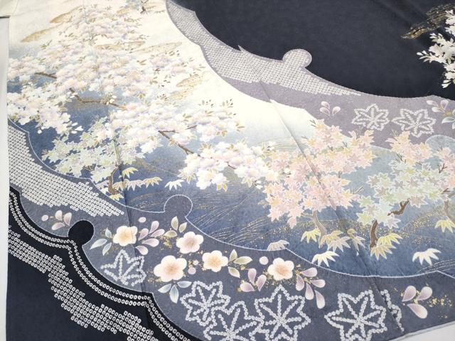 平和屋着物○訪問着 絞り 刺繍 雪輪花文 金彩 正絹 逸品 DAAS3694ps