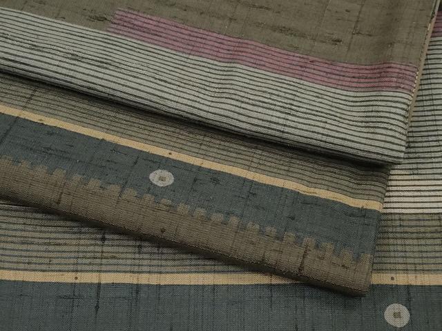 平和屋本店■極上　Maru　Factory　丸山正　紬　胴抜き仕立て　横段文　逸品　CYAA2871s5