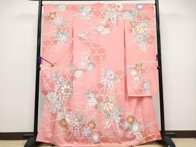 平和屋着物■極上　振袖　京友禅　作家物　露芝舞花文　金彩　逸品　未使用　CYAA2886s5