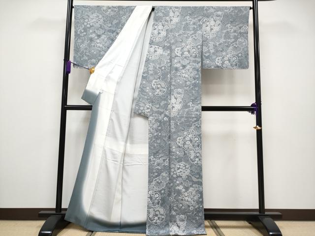 平和屋着物□極上 山岡古都・古都染人 染織美術品 薬墨染 天目