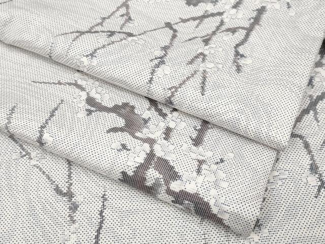 平和屋着物■極上　本場大島紬　白大島　9マルキ　総絣　枝梅文　逸品　CYAA2908s5