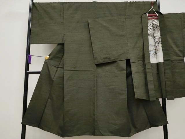 平和屋着物■極上　男性　紬　アンサンブル　色無地　藍媚茶色　逸品　CYAA2919s5