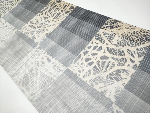 平和屋着物□極上 夏物 全通柄袋帯 横段吉祥文 銀糸 逸品