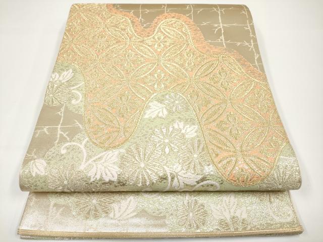平和屋着物□極上 西陣 川島織物 六通柄 本袋帯 唐織 七宝菊唐草文