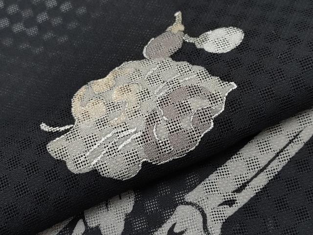 平和屋着物□極上 夏物 訪問着 市松紋紗 竹垣舞葉文 暈