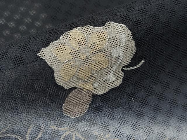 平和屋着物□極上 夏物 訪問着 市松紋紗 竹垣舞葉文 暈