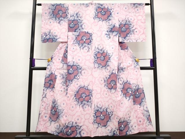 平和屋着物■極上　夏物　浴衣　有松鳴海絞り　梅尽くし　綿　鴇色地　逸品　未使用　CYAA3010s5