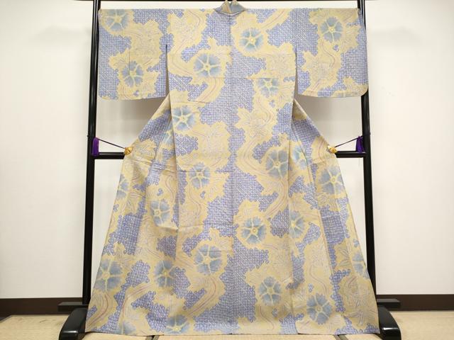 平和屋着物■極上　夏物　浴衣　有松鳴海絞り　流水舞花文　玉蜀黍色地　綿　逸品　未使用　CYAA3011s5