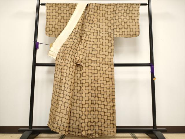 平和屋着物▽上質な紬 単衣 枝花文 正絹 逸品 CAAS2439xi 平和屋着物