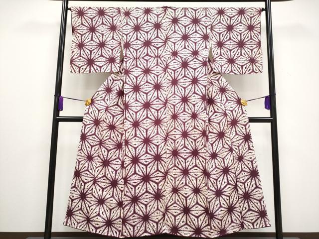 平和屋本店□極上 紫根染 小紋 麻の葉文様 逸品 CYAA3047s5 平和屋本店□