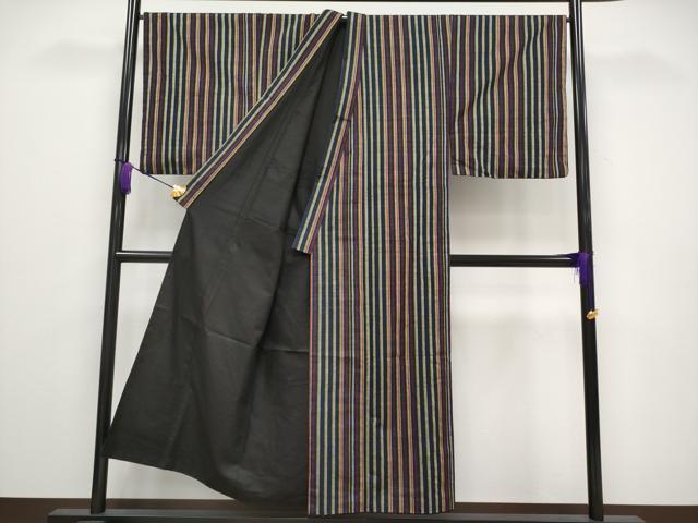 平和屋着物■極上　男性　本場長井紬　みちのく長井紬　置賜紬　縞　証紙付き　逸品　CYAA3067s5 平和屋着物□極上 男性 本場長井紬 みちのく長井紬 置賜紬 縞 証紙