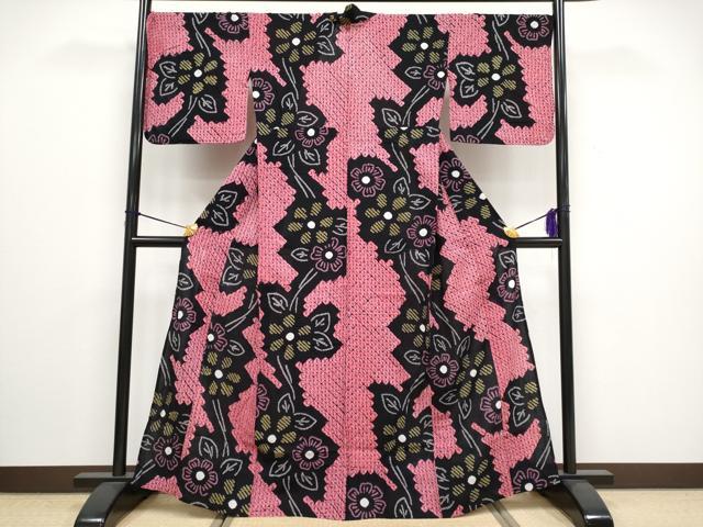 平和屋着物■極上　夏物　浴衣　有松鳴海絞り　枝花文　綿　逸品　CYAA3091s5