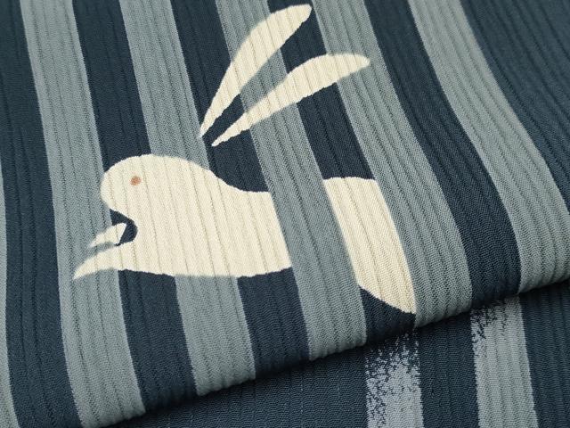 平和屋着物□極上 夏物 撫松庵 小紋・浴衣兼用 セオアルファ 跳兎 笹竹