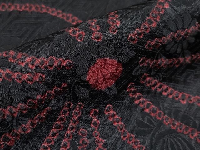 平和屋着物□極上 長羽織 総絞り 乱菊 黒地 逸品 CYAA3122s5