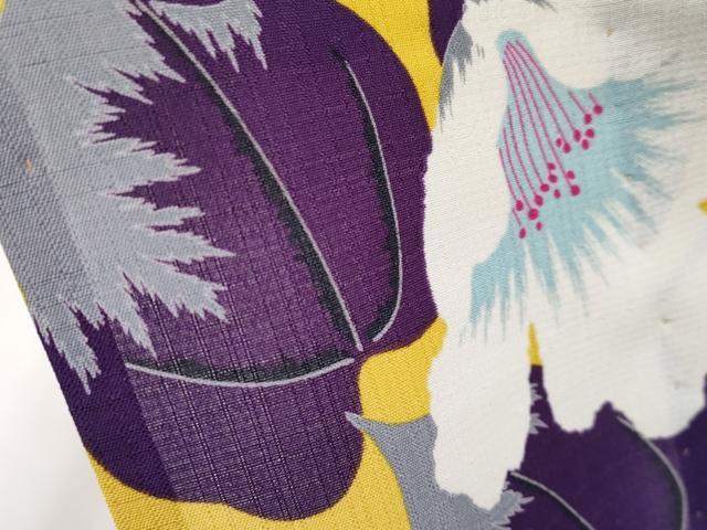 平和屋着物■極上　夏物　撫松庵　セオアルファ　小紋・浴衣兼用　枝花文　黄金色　洗える着物　逸品　CYAA3133s5 平和屋着物□極上 夏物 撫松庵 セオアルファ 小紋・浴衣兼用 枝花文