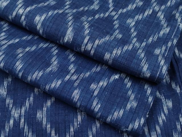 平和屋着物■極上　紬　菱繋ぎ　紺青色　反端付き　逸品　未使用　CYAA3135s5