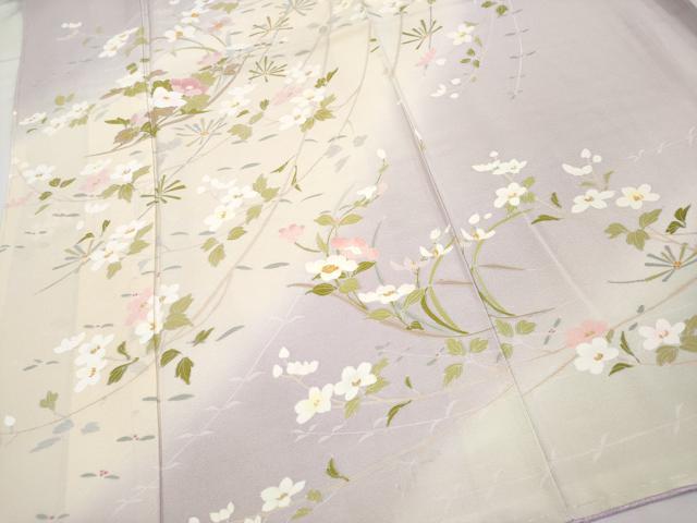 平和屋本店■極上　訪問着　枝花文　暈し染め　薄柿色地　逸品　未使用　CYAA3217s5 平和屋本店□極上 訪問着 枝花文 暈し染め 薄柿色地