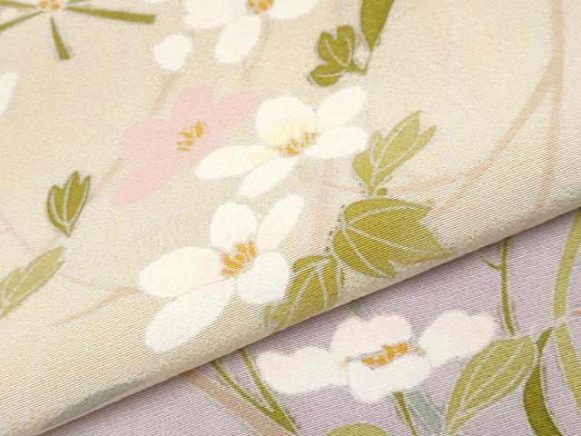 平和屋本店□極上 訪問着 枝花文 暈し染め 薄柿色地