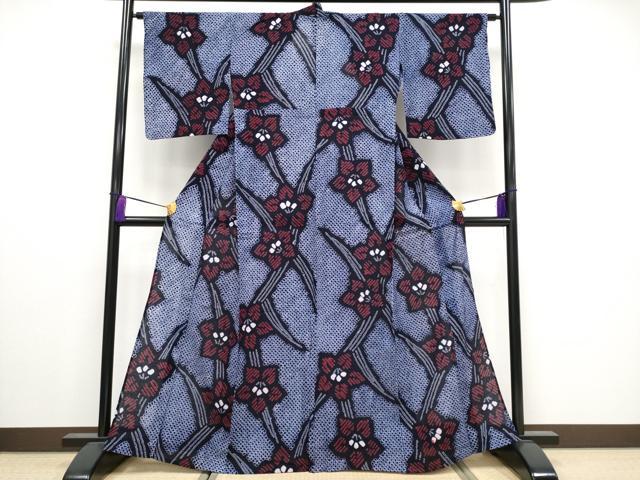 平和屋着物■極上　夏物　浴衣　有松鳴海絞り　草花文　半色地　綿　逸品　CYAA3252s5