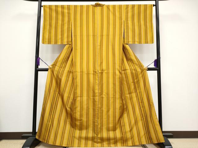 平和屋着物▽極上　本場黄八丈　綾織　紬　単衣　逸品　CYAA3264s5_1