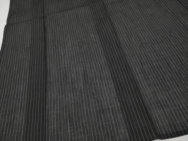 平和屋着物■極上　夏物　本場小千谷ちぢみ　縞　黒地　麻　逸品　CYAA3271s5_3