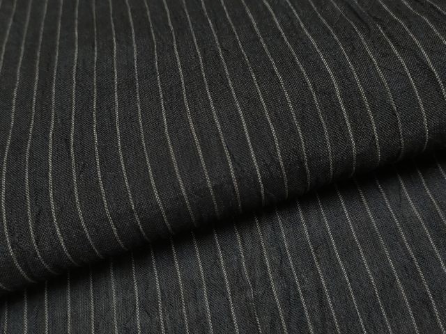 平和屋着物■極上　夏物　本場小千谷ちぢみ　縞　黒地　麻　逸品　CYAA3271s5_4