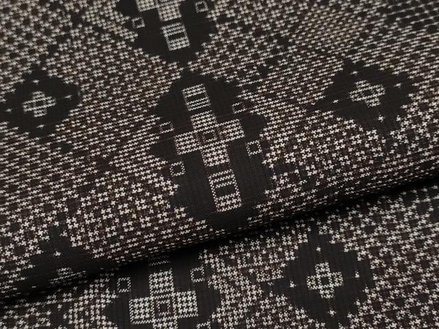 平和屋本店□極上 本場大島紬 現代龍郷絣 7マルキ 泥染め 菱繋ぎ