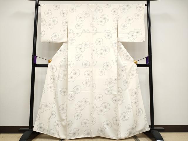 平和屋着物■極上　小紋　舞桜文　金彩　白地　逸品　CYAA3289s5 平和屋着物□極上 小紋 舞桜文 金彩 白地 逸品 CYAA3289s5