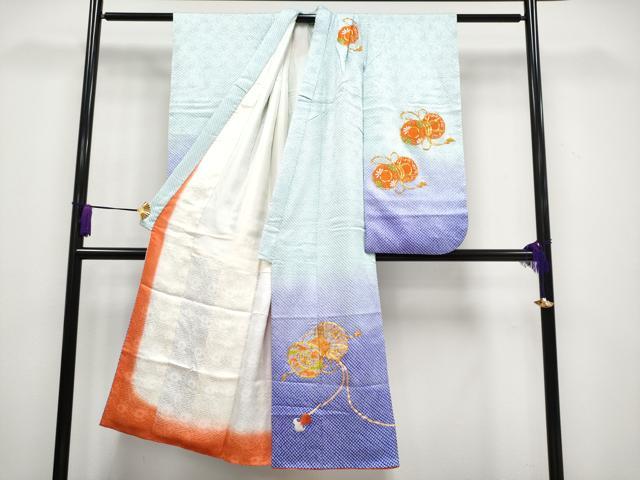 平和屋着物■極上　七五三　女の子　7歳　祝着・袋帯セット　駒刺繍　絞り　鼓草花文　逸品　CYAA3308s5_1