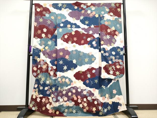 平和屋本店■極上　中国三大刺繍　相良刺繍　振袖　桶絞り　駒刺繍　雲取り舞花文　逸品　CYAA3322s5