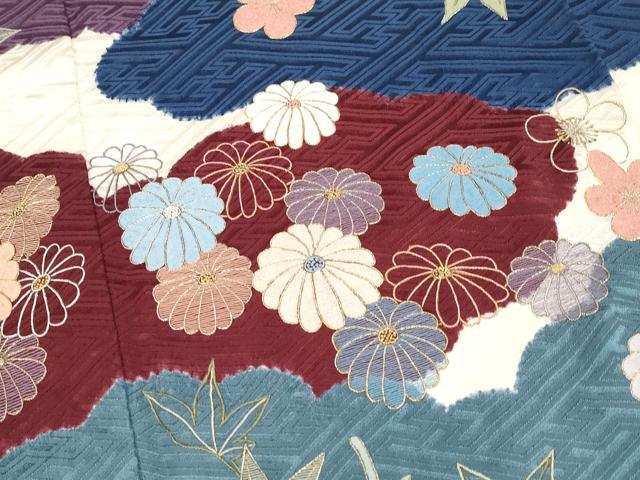 平和屋本店■極上　中国三大刺繍　相良刺繍　振袖　桶絞り　駒刺繍　雲取り舞花文　逸品　CYAA3322s5 平和屋本店□極上 中国三大刺繍 相良刺繍 振袖 桶絞り 駒刺繍