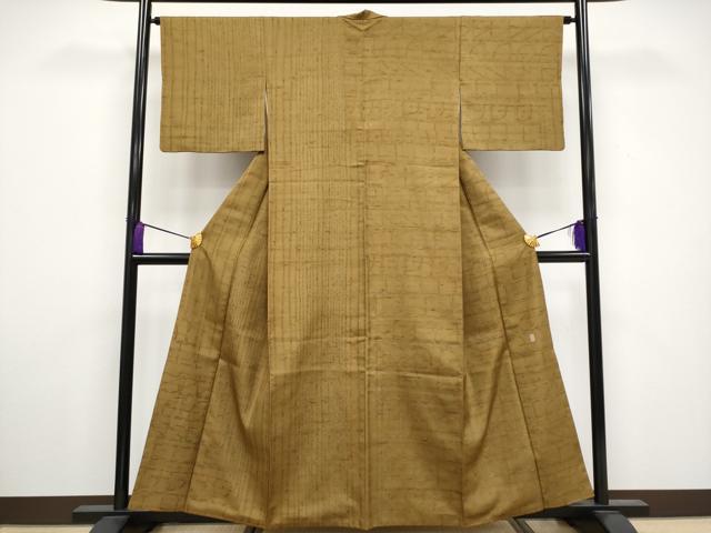 平和屋着物■極上　二代目 川村久太郎　石川県指定無形文化財 牛首紬 白山工房 手織　訪問着　抽象文　朽葉色　松坂屋扱い 逸品 CYAA3332s5