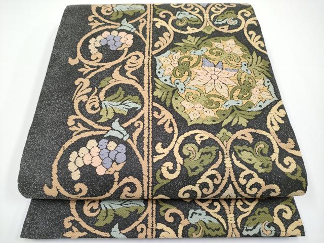 平和屋着物■極上　六通柄袋帯　唐織　正倉院　葡萄唐草文　檳榔子染色地　逸品　CYAA3368s5