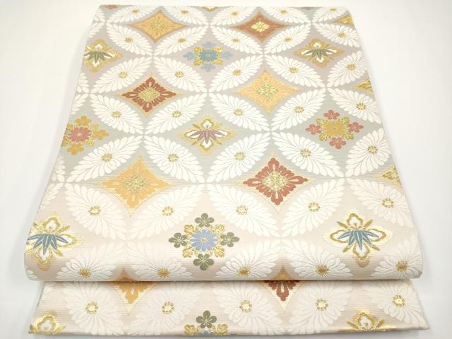 平和屋着物■極上　西陣　田中義織物謹製　六通柄袋帯　唐織　九百芙蓉　正倉七宝文　金糸　逸品　CYAA3395s5