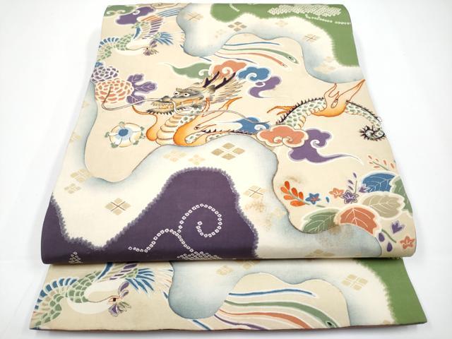 平和屋着物■極上　アンティーク　大正ロマン　全通柄　京袋帯　駒刺繍　龍　鳳凰　逸品　CYAA3409s5