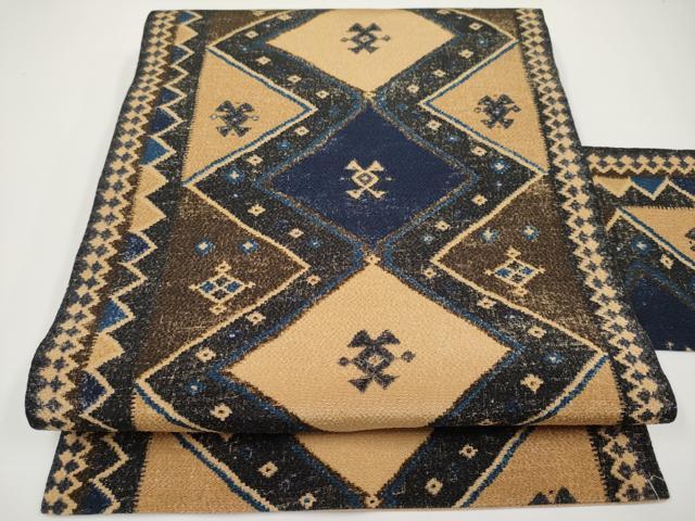 平和屋着物■希少　ファッションデザイナー　稲葉賀恵　染織の名門　しょうざん　九寸名古屋帯　菱吉祥文　鬼しぼ縮緬　逸品　CYAA3411s5