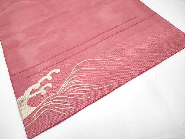 平和屋着物■極上　夏物　アンティーク　大正ロマン　九寸名古屋帯　総刺繍　鷹　金糸　今様色地　逸品　CYAA3418s5_5