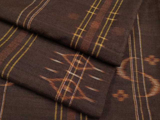 平和屋着物■極上　国指定重要無形文化財　本場久米島紬　手織　絣文様　逸品　CYAA3506s5