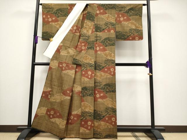 平和屋着物□極上 伝統工芸士 七代目 吉澤与市 紬 単衣