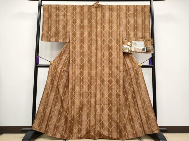 平和屋本店□極上 本場琉球絣 紬 草木染 カテキュー染 大城カメ作 証紙