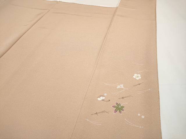 平和屋着物□極上 人間国宝 吉田玉男 色無地 伽羅色 鬼しぼ